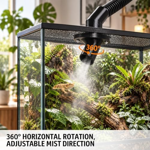 Reptile Fogger Adapter, Terrarium Hose Connector, No-Drill Mesh Mount