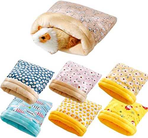 Yoxebo Hamster Sleeping Bag,Winter Soft Warm Bed Plush Small Pet Nest Snuggle Sack Hideout Pouch for Hedgehog Guinea Pig Squirrel Animals,Random Color Multi-colored 7.9x9.8 in