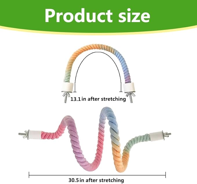 3Pcs Rope Perches for Bird Cages, Rope Perch for Parrots, Cockatiels & Parakeets - Image 4