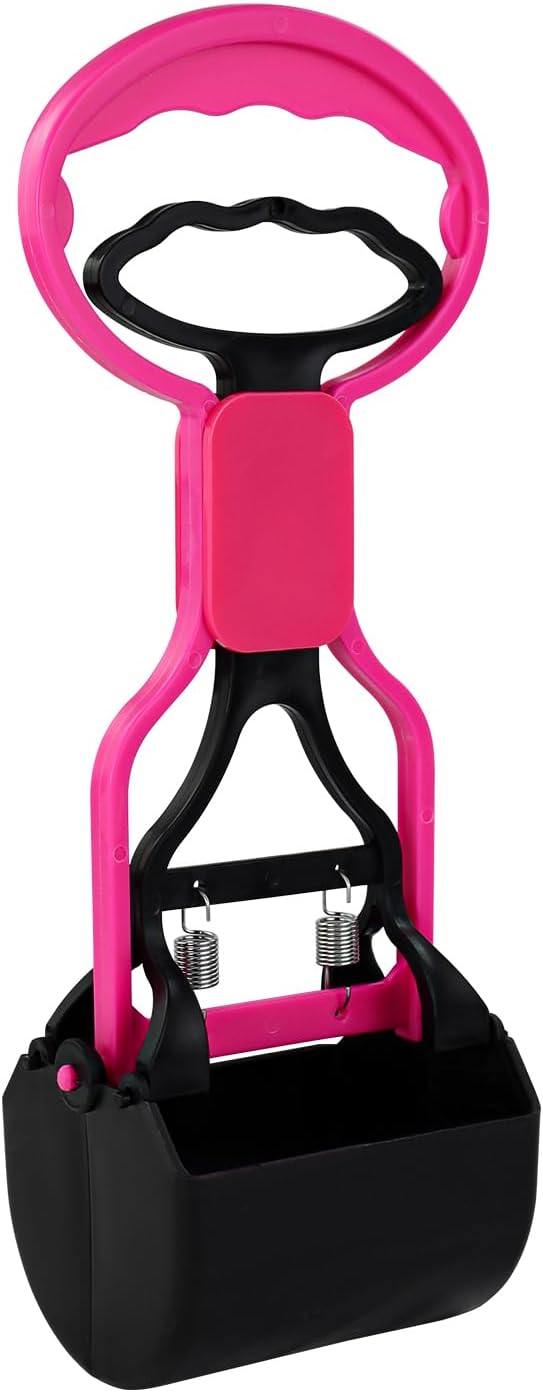 Andiker Portable Pet Pooper Scooper with Short Handle, Pet Clamp Scooper, High Elastic Spring Dog Poop Scoop Indoor and Outdoor Cleaning Tool (Purple)