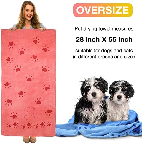 8 Pcs 55 x 28" Dog Towels Absorbent Microfiber Bath Drying Towels, 8 Colors