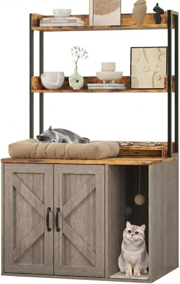 IDEALHOUSE 53" H Cat Litter Box Enclosure Hidden Litter Box Furniture