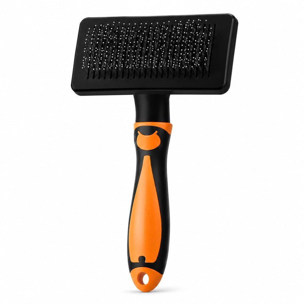 Self-Cleaning Slicker Brush for Dogs & Cats, Extra-Long Pins for Long & Short Hair, Large Grooming Brush for Deshedding, Detangling & Undercoat Removal, Orange