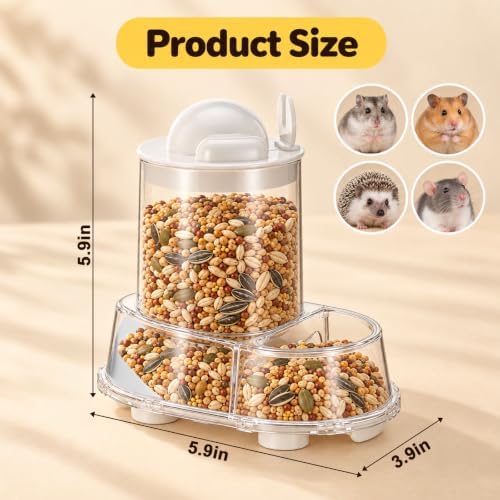 Automatic Hamster Food Bowl, Clear Automatic Dispenser for Rat Food