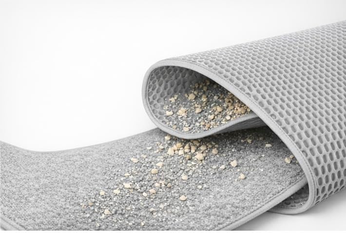 Double Layer Cat Litter 36"x24" Mat-Waterproof, Non slip, Easy Clean Litter Trapping Mat for Cats