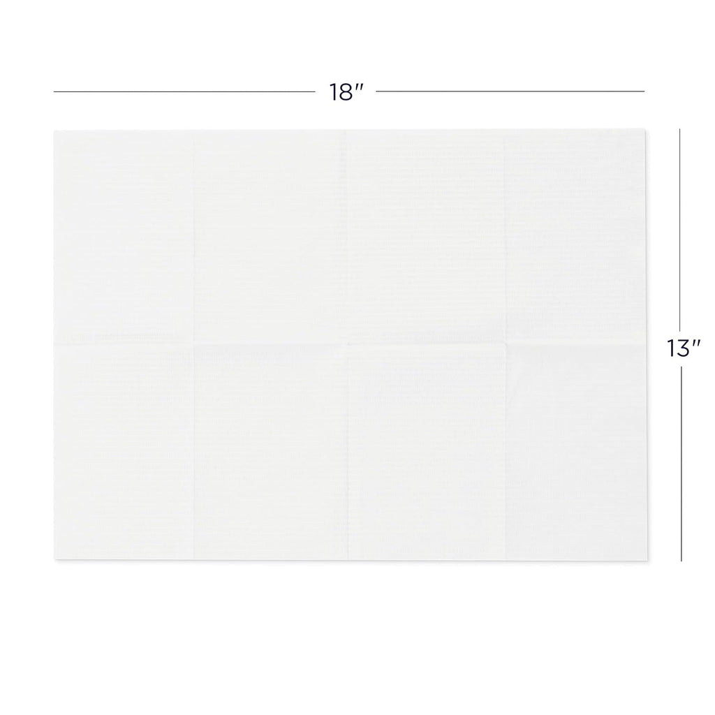 Practicon 125 Pack White Disposable Patient Bibs, 18" x 13", 3 Ply Waterproof Paper Bib Sheet with Poly Back, Dental, Medical, Tattoo, Nail Tray or Table Cover, 125 Pack