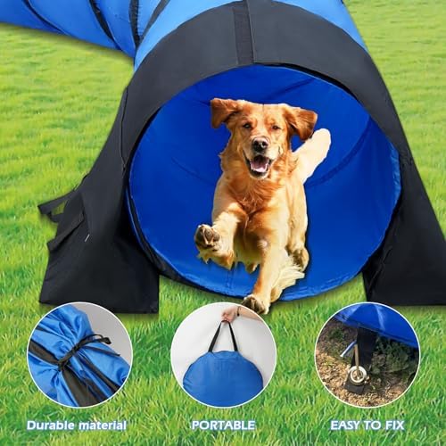 10 ft Dog Agility Tunnel with Sandbags for Training