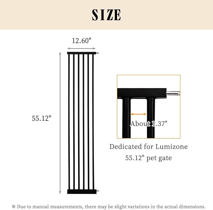 Lumizone Extra Tall Pet Gate 55.12" High Pressure Mounted 12.60" Wide Extension - Image 2