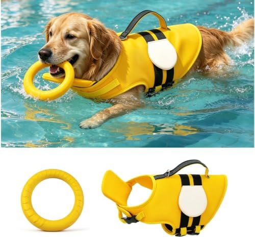 Dog Life Jacket with Chin Float & Toy