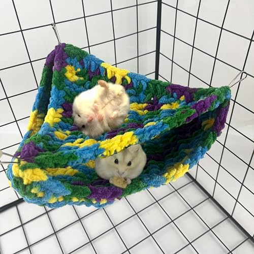 Reptile Hammock, Soft Double-Layered Bearded Dragon Hammock Swing Hanging Bed with Strong Suction Cups & Metal Hooks, Large Chameleon Lounger, Rat Bird Cage Hanging Bed,Gecko Tank Accessories