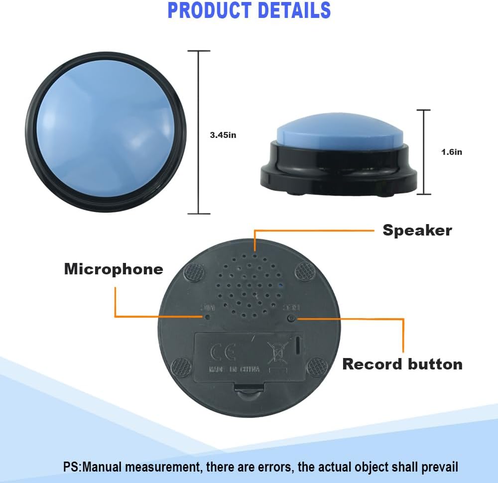 4pcs Dog Buttons for Communication Recordable Dog Talking Buttons Set with Stickers Speaking Button for Dog Training Interactive Tool Answer Buzzers Buttons