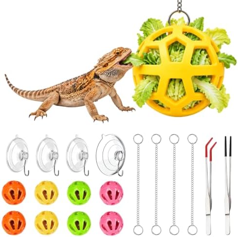19 Pcs Bearded Dragon Vegetable Feeder Ball, Reptile Enrichment Toys