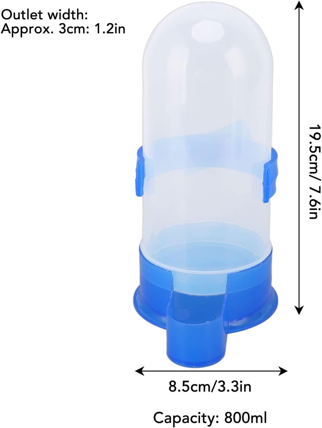 Pssopp Automatic Bird Feeder & Water Dispenser, Clear Bird Food Seed Dispenser, Hanging Cage Feeder, 800ml, Blue, Plastic, Adult, Modern, Medium Breeds, Outdoor, Multiple Pets