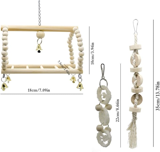 Deloky 7 Packs Bird Parrot Swing Chewing Toys-Hanging Bell Bird Cage Toys - Image 3
