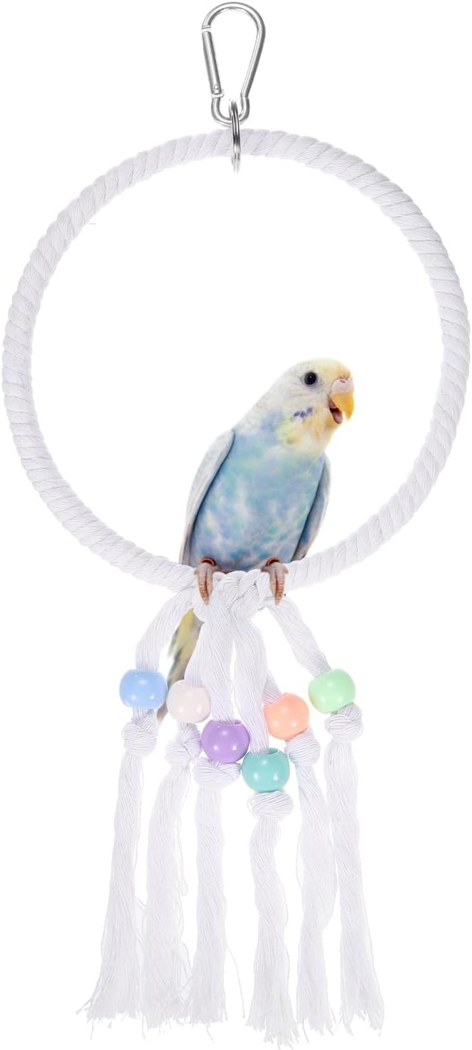 14" Bird Rope Perch Swing Rope Ring Perch Standing Pole, Green