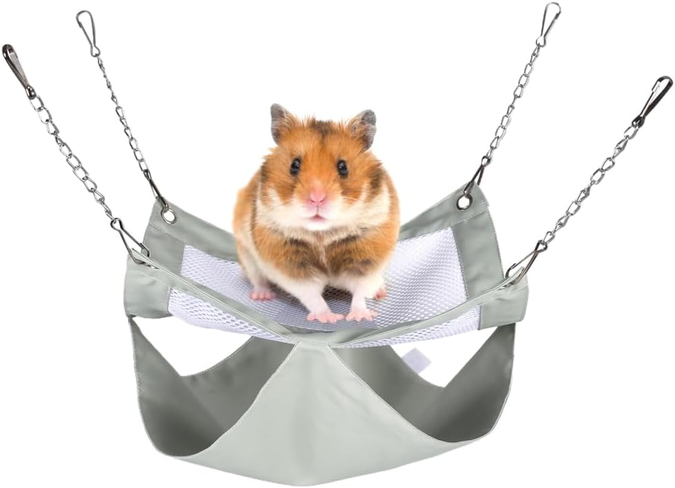 DONGKER Hamster Hammock,Hanging Double Layer Ferret Rat Hammock with Stainless Steel Hanging Chain Buckle for Small Animals Hiding Sleeping