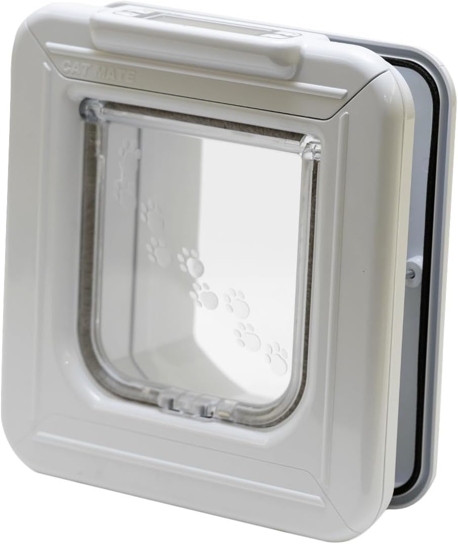 Cat Mate Elite Microchip Cat Flap with Digital Timer & LCD Display Bundle, Includes Pet Door (355) & Elite Wall Liner (308) - Small to Average Sized Cats, for UPVC, Glass and Wood Installation