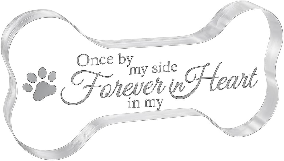 Glass Dog Bone Memorial Keepsake Plaque - Sympathy Bereavement Gift for Loss of Dog, Pet Loss Comfort Remembrance, Durable Acrylic Material- "Once by My Side Forever in My Heart"
