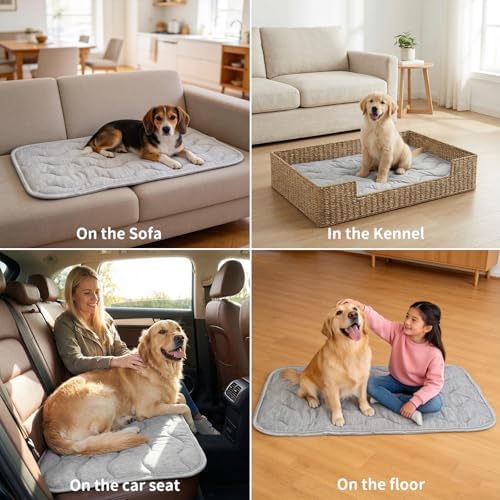 Extra Large Dog Cooling Mat,39.4''*27.6'' Washable Cooling Pet Pad, Q-MAX>0.45,XL Portable Kennel Puppy Bed for Summer,Non Slip Sleeping Blanket Pet Pads (Grey,100L x 70W cm)