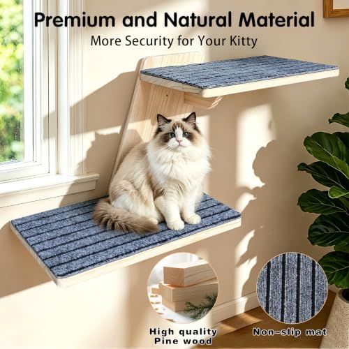 Cat Wall Shelves 2 Platform Kitten Tree Shape Wall-Mounted Floating Shelf