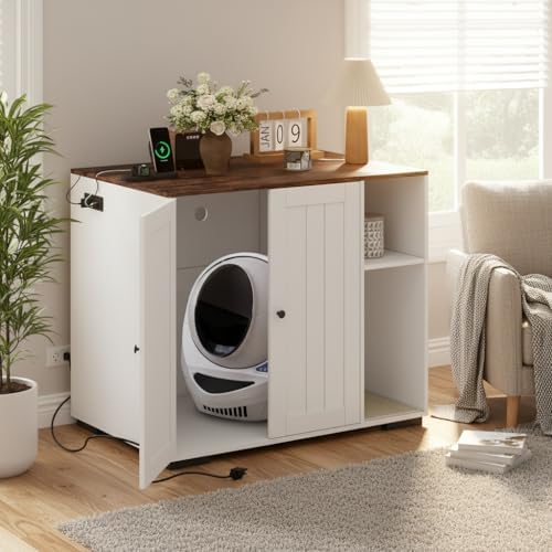 Self Cleaning Litter Box Enclosure, Cat Litterbox Robot Cabinet