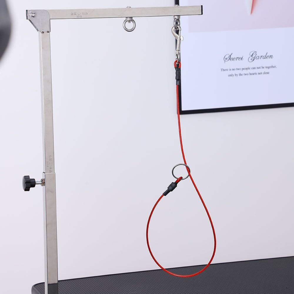Pet Grooming Loop for Dogs - Fits Most No Sit Haunch Holder Pet Grooming Tubs and Tables Sturdy Steel Wire Rope(3 Packs) (Ring (Red)+No Sit Haunch Holder)