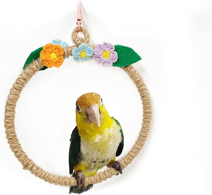 La La Pet® Bird Rope Swing with Hanging Hook Bird Rope Perch Bird Swing Perch Bird Perch Stand Bird Cage Toy for Parrot Budgie Parakeet Cockatiel Cockatoo Conure Large