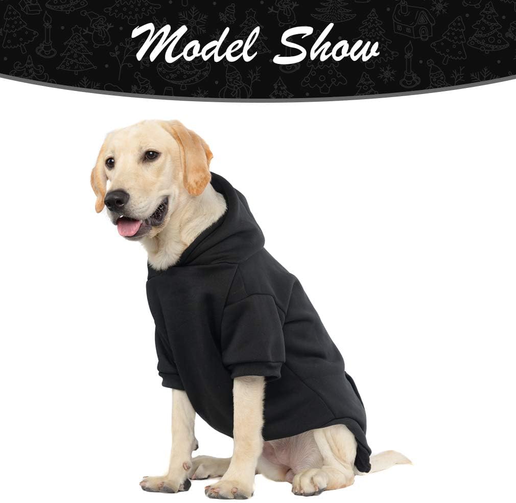 KOOLTAIL Dog Hoodie for Large Medium Small Dogs, Soft and Warm Pet Sweater with Leash Hole and Pocket Boy Girl, Puppy Fall Winter Jacket Clothes, French Pitbull Cold Weather Coat Sweatshirt, Black XL