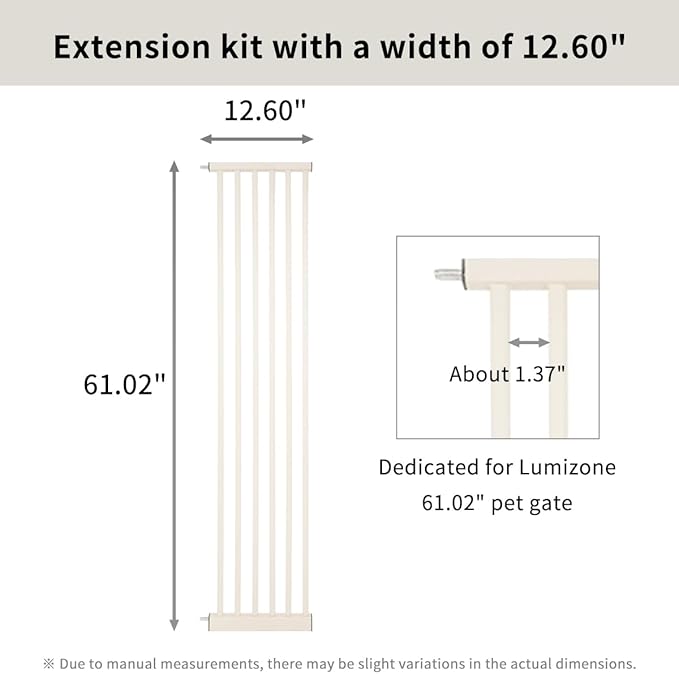 Lumizone Extra Tall Cat Gate Extension Kit 61.02" High Pressure Mounted 12.6" - Image 3