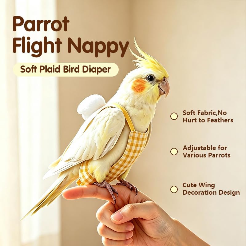 Bird Flight Suit with Leash & Handle, Adjustable Bird Harness Vest for Parrots, Cockatiels and Small Birds, Outdoor Walking, Training and Flying Accessories（Blue S）