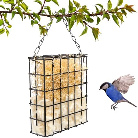 Bird Nesting Material Set Rectangle Humming Bird Nesters with Natural Cotton Raffia Sturdy Hanging Bird House for Outdoor Wild Bird Resting Place The Ideal Gift for Bird Lovers Black