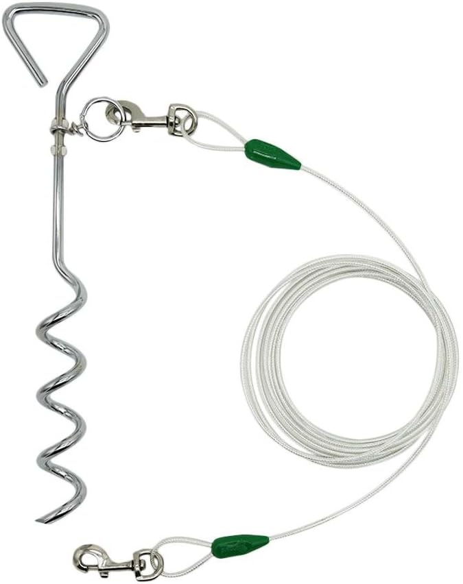 Petest Spiral Stake with 15ft Tie-Out Cable for Medium Dogs Up to 60 Pounds