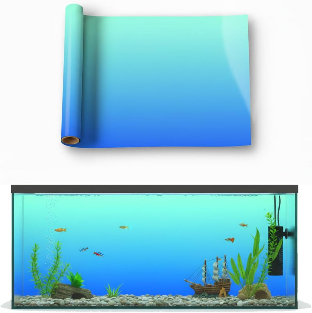 Aquarium Background - Static Cling Fish Tank Sticker - Black Blue Gradient | Easy Install for Glass Tanks, No Residue, Reusable 40 x 30 cm / (16 x 12 inches)