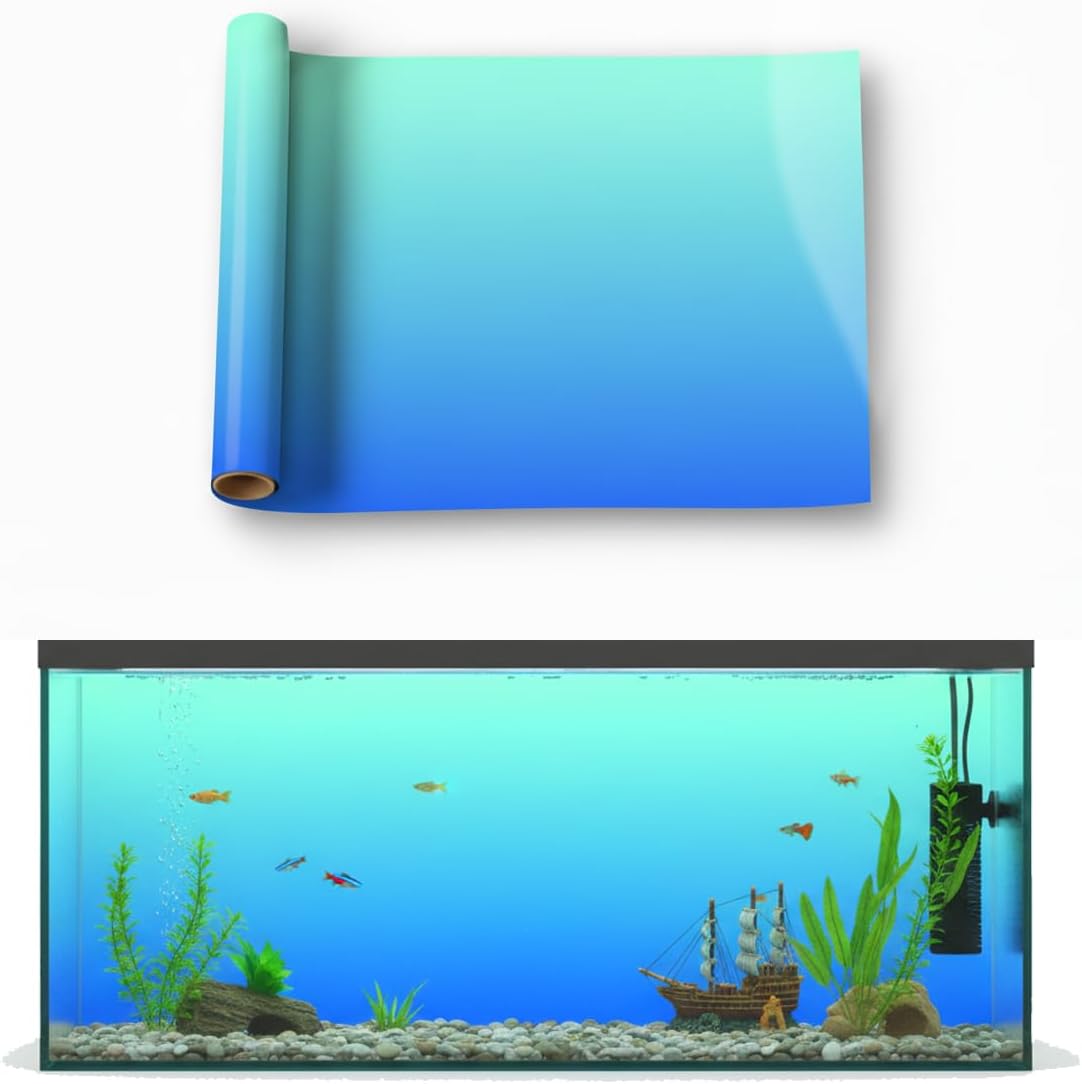 Aquarium Background - Static Cling Fish Tank Sticker - Black Blue Gradient | Easy Install for Glass Tanks, No Residue, Reusable 40 x 30 cm / (16 x 12 inches)