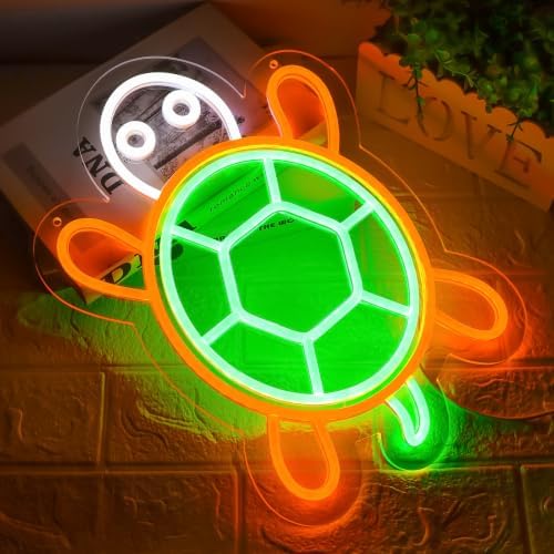 Turtle Neon Sign,LED Neon Light Up Sign for Wall Art Decor,Dimmable Neon Light for Bedroom, Kids Room,Living Room Office Decor, Nursery Classroom Wall Art, Gift For Kid Adults People Who Like turtle
