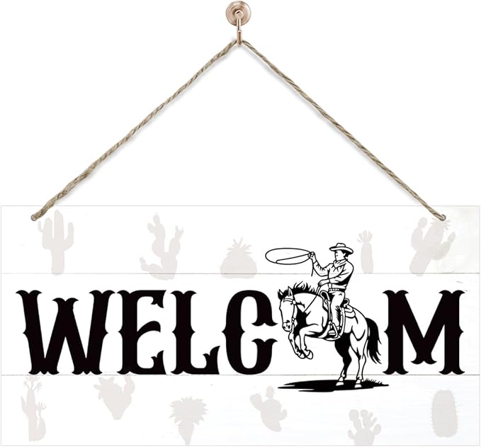 Welcome Sign for Front Door, Welcome Decor Wooden Hanging Sign for Wall Decor by corner+wind