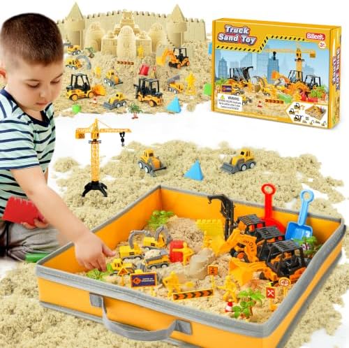 Billeeit Sand Construction Kit w/Sand Box and 2.2lbs Sensory Bin Play Sand