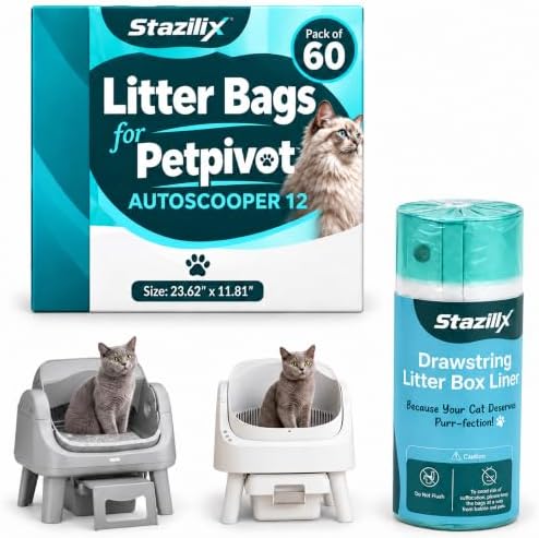 Extra Thick Litter Bags for Petpivot Autoscooper 11/12 Litter Box, 60 Bags