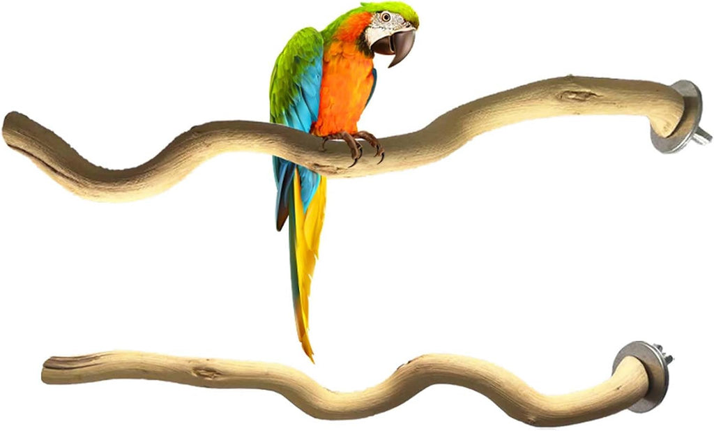 5 PCS Natural Parrot Perch Bird Stand Wooden Parrot Perch Stand Parakeet Climbing Standing Branches Toy for Small Lovebirds Budgies Cockatiels