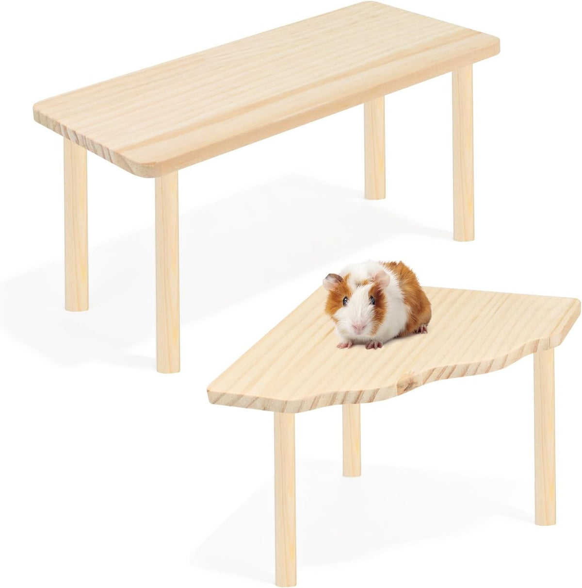 Wooden Hamster Play Platform, Gerbil Cage Wood Stand with Pillars, Hamster Cage Decorative Platform, Small Animal Resting Area