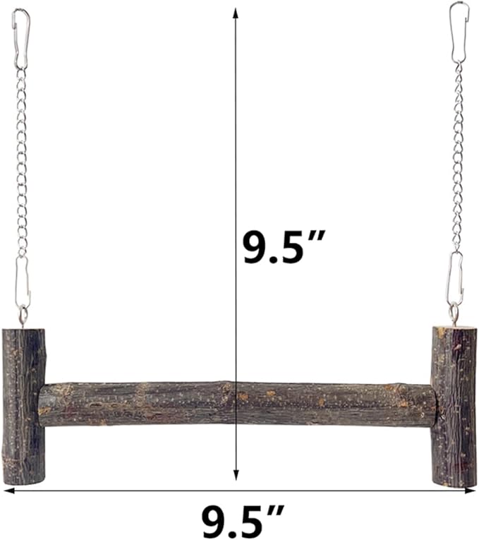 Natural Wood Parakeet Swing Toy, Budgie Wooden Perch Stand, Small and Medium - Image 2