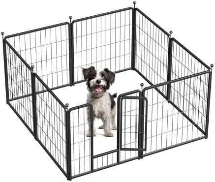 Simple Deluxe Dog Playpen Outdoor, Portable Dog Playpen for Travel, Camping, 24" Height 8 Panels Heavy Duty Dog Pen for Puppies/Small Dogs, Black