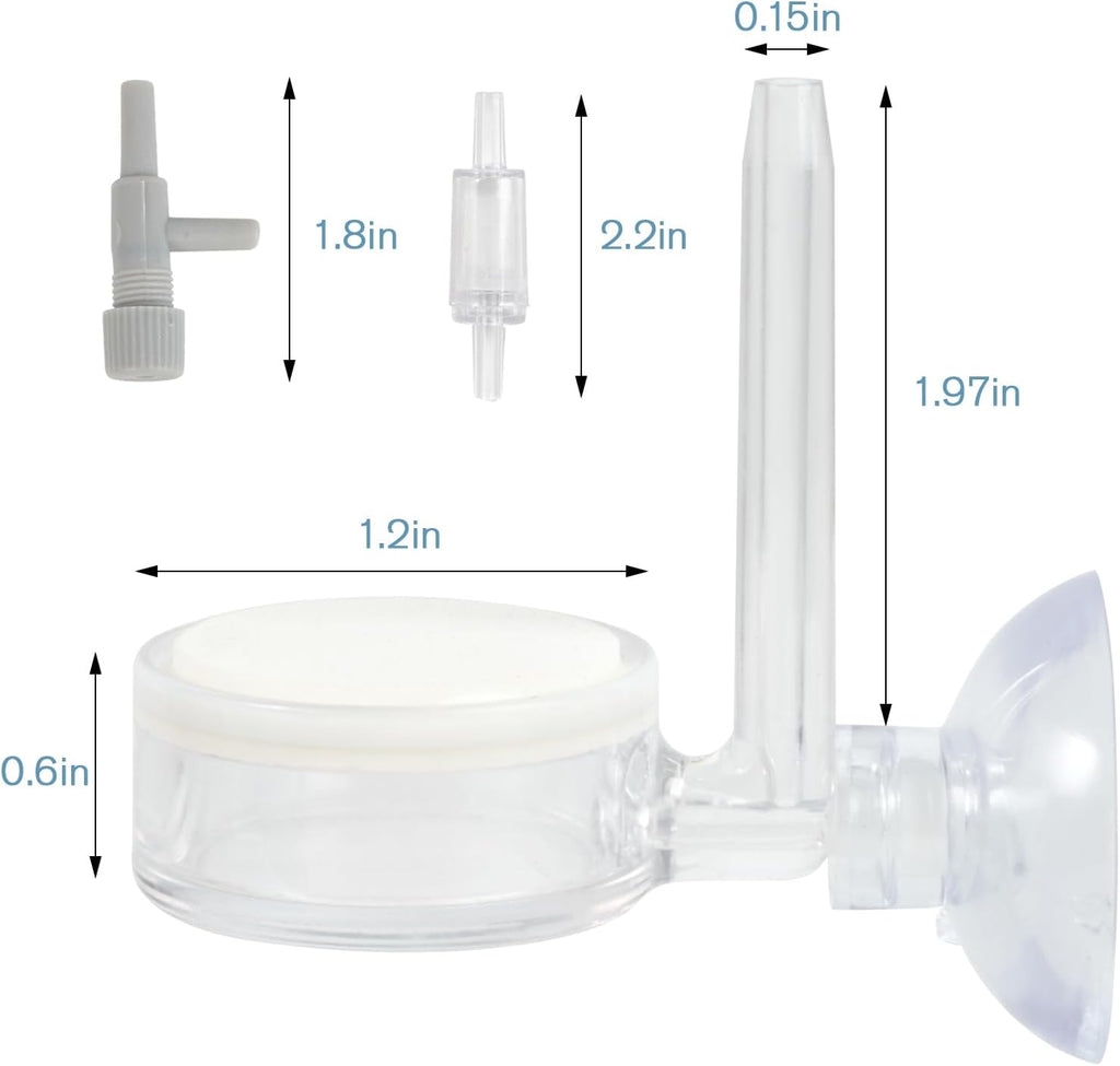 Aquarium Air Refiner Kit, Low-Pressure Bubbler for Aquarium Fish Tank with Control Valve and Suckers Oxygen Diffuser Makes Super Tiny Bubbles for Fish Tank and Hydroponic