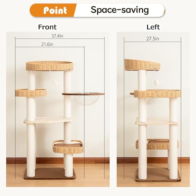 Modern Cat Tree for Large Cats, 48-Inch Tall Cat Tree Tower - Image 2