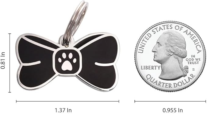 Two Tails Bowtie Pet ID Tag, Personalized Dog Name Tag - Image 4