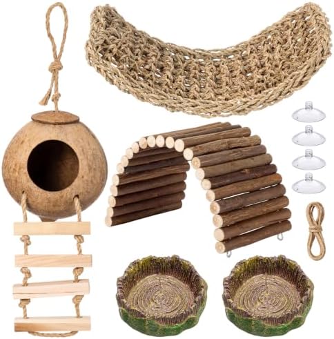 RattanView Bearded Dragon Tank Accessories Reptile Climbing Decor Hut