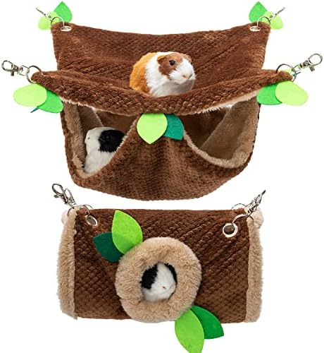 Guinea Pig Hideout, Fleece Rat Tunnel & Hammock Set House Cage Accessories