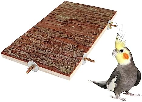 13.6 × 7.9 inch Large Bird Perch Stand Platform, Natural Wooden Small Animals Cage Accessories, Rectangle Stand Perch Shelf for Parrot Parakeet Cockatiel Rat Hamster Guinea Pig Conures Chinchillas