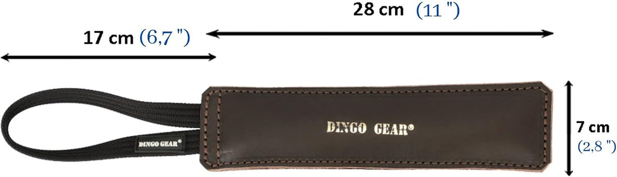 Dingo Gear dog tug toy, genuine leather, brown 17,7 in