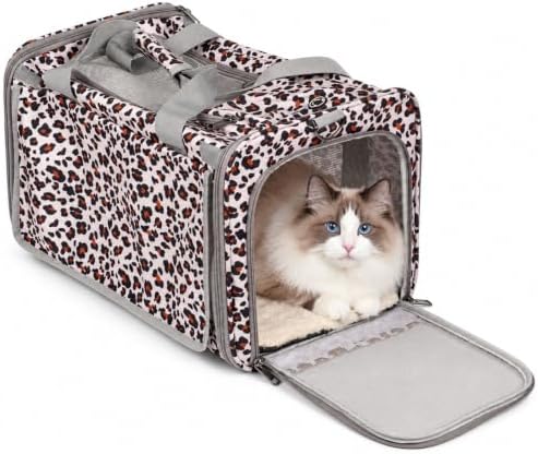 Cat Carrier for Large Cats Up to 20 lbs, Soft-Sided Pet Carrier with Top Load & Roll-Up Flap, 4-Sided Breathable Mesh, Collapsible Washable Travel Carrier for Cats & Small Dogs, Vet Visits, Car Travel